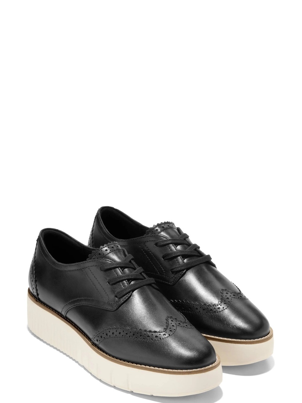 Cole Haan Black Leather Wingtip Loafers with Lace